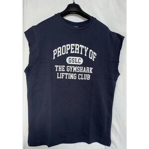 Men's Gymshark 100% Cotton Crew Neck T-Shirt Tank Navy Blue Size MEDIUM